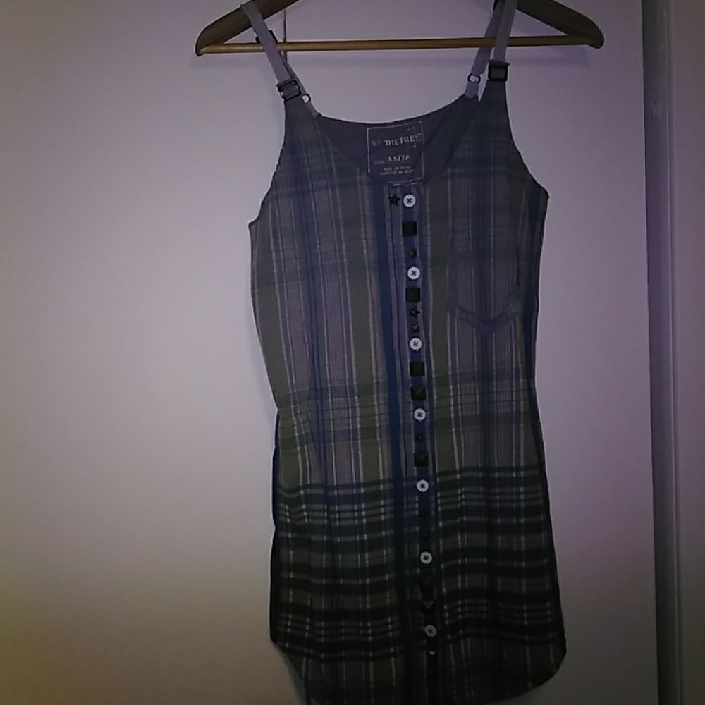 Free People We the Free Plaid Tank Top Buttons - Picture 4 of 4